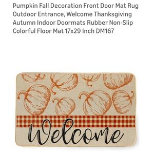 Pumpkin Fall Welcome Doormat Outdoor Entrance Autumn Indoor Floor Mat 17x29 Inch